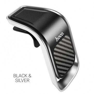 Automobilinis telefono laikiklis Hoco CA74 tvirtinamas į ventiliacijos groteles, magnetinis, juodas-pilkas