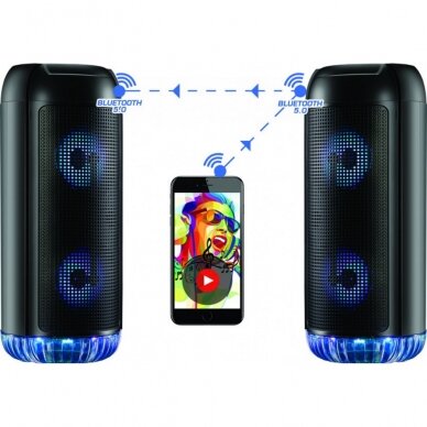 Bluetooth nešiojamas garsiakalbis Rebeltec Partybox 400 (USB, microSD, AUX, HF, RGB šviestuvas) 4