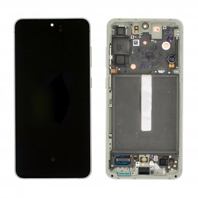 Ekranas Samsung G990 S21 FE su lietimui jautriu stikliuku ir rėmeliu originalus Olive (service pack)