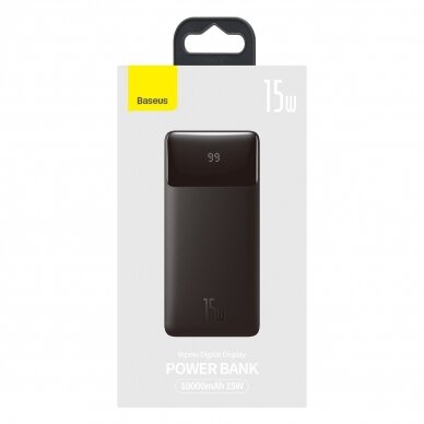 Išorinė baterija Power Bank Baseus Bipow Type-C PD+2xQuick Charge 3.0 15W 10000mAh su ekranu juoda PPBD050001 4