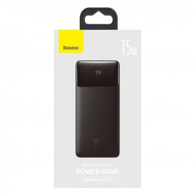 Išorinė baterija Power Bank Baseus Bipow Type-C PD+2xQuick Charge 3.0 15W 20000mAh su ekranu juoda PPBD050101 4
