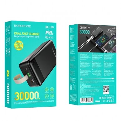 Išorinė baterija Power Bank Borofone BJ19B PD20W+QC3.0 30000mAh juoda 4