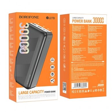 Išorinė baterija Power Bank Borofone BJ27B 2xUSB 30000mAh juoda 4