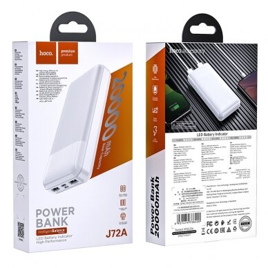 Išorinė baterija Power Bank Hoco J72A 20000mAh balta 3