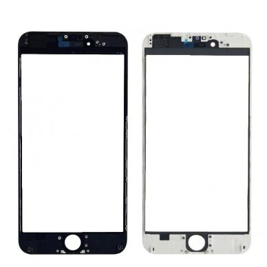 LCD stikliukas Apple iPhone 6 Plus su rėmeliu ir OCA baltas V3