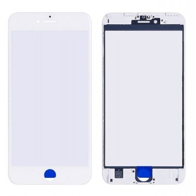 LCD stikliukas Apple iPhone 6S Plus su rėmeliu ir OCA baltas V2 ORG