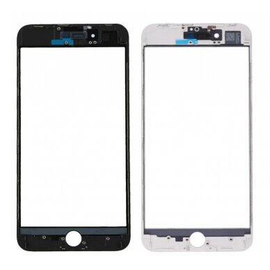 LCD stikliukas Apple iPhone 8 Plus su rėmeliu ir OCA baltas V3
