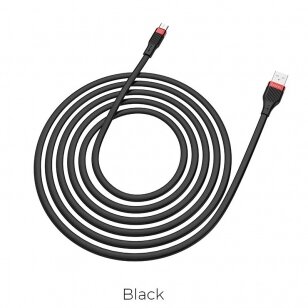 USB kabelis Hoco U72 microUSB 1.2m silikoninis juodas