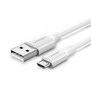 USB kabelis Ugreen US289 USB to MicroUSB 2A 1.0m baltas