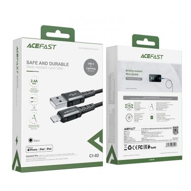 USB kabelis Acefast C1-02 MFi USB-A to Lightning 1.2m juodas 3