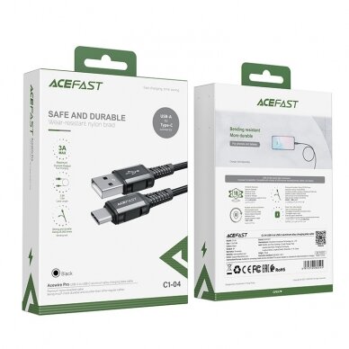 USB kabelis Acefast C1-04 USB-A to USB-C 1.2m juodas 3