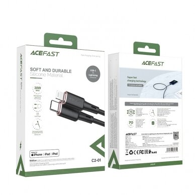 USB kabelis Acefast C2-01 MFi PD30W USB-C to Lightning 1.2m juodas 3