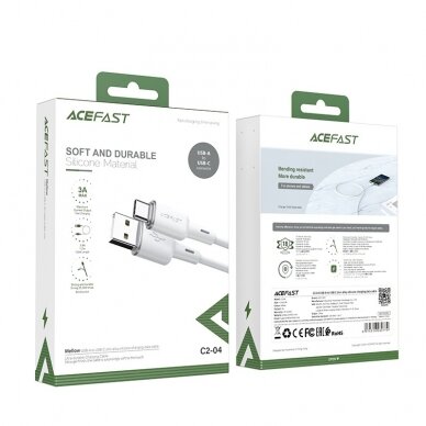 USB kabelis Acefast C2-04 USB-A to USB-C 1.2m baltas 3