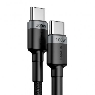 USB kabelis Baseus Cafule PD100W Type-C 2.0m pilkas-juodas CATKLF-ALG1 2