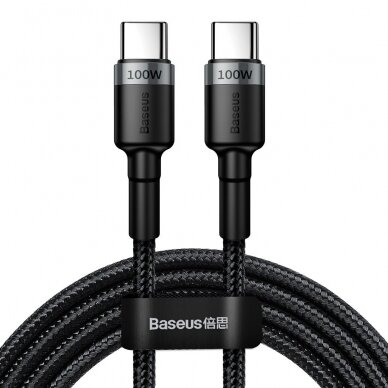 USB kabelis Baseus Cafule PD100W Type-C 2.0m pilkas-juodas CATKLF-ALG1