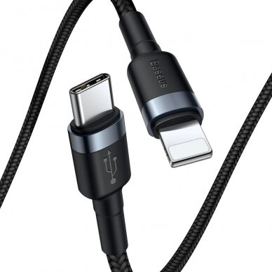 USB kabelis Baseus Cafule PD20W Type-C to Lightning 1.0m pilkas-juodas CATLKLF-G1 1