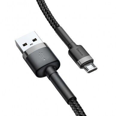 USB kabelis Baseus Cafule Type-C 1.0m 3.0A pilkas-juodas CATKLF-BG1 2