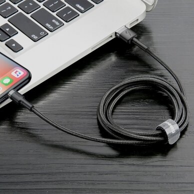 USB kabelis Baseus Cafule USB-A to Lightning 1.5A 2.0m pilkas-juodas CALKLF-CG1 3