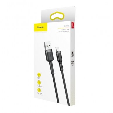 USB kabelis Baseus Cafule USB-A to Lightning 1.5A 2.0m pilkas-juodas CALKLF-CG1 4