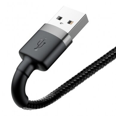 USB kabelis Baseus Cafule USB-A to Lightning 2.4A 1.0m pilkas-juodas CALKLF-BG1 2