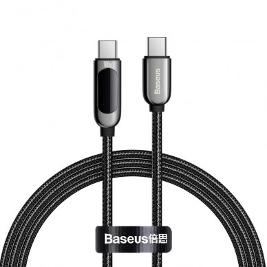 USB kabelis Baseus Display 100W Type-C 1.0m juodas CATSK-B01
