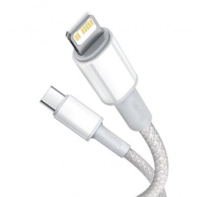USB kabelis Baseus High Density Braided PD20W Type-C to Lightning 1.0m baltas CATLGD-02 1