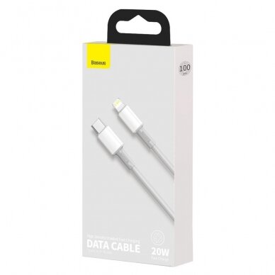 USB kabelis Baseus High Density Braided PD20W Type-C to Lightning 1.0m baltas CATLGD-02 4