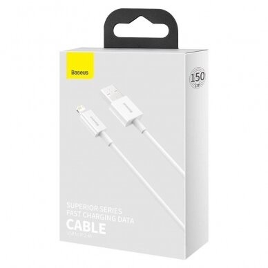 USB kabelis Baseus Superior iš USB į Lightning 2.4A 1.5m baltas CALYS-B02 2