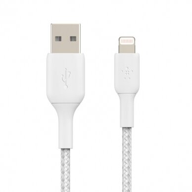 USB kabelis Belkin Boost Charge Braided USB-A to Lightning 1.0m baltas 2