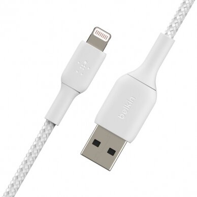 USB kabelis Belkin Boost Charge Braided USB-A to Lightning 1.0m baltas 3