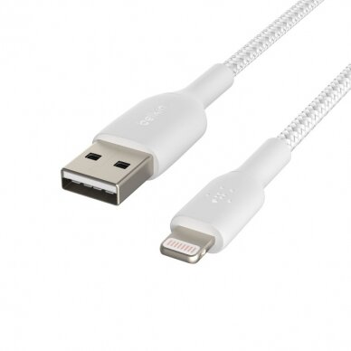 USB kabelis Belkin Boost Charge Braided USB-A to Lightning 1.0m baltas 4