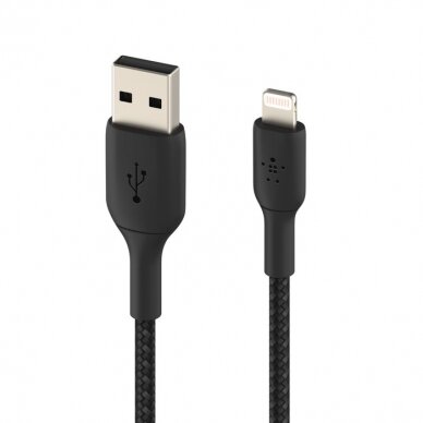 USB kabelis Belkin Boost Charge Braided USB-A to Lightning 1.0m juodas 1