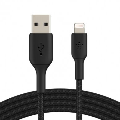 USB kabelis Belkin Boost Charge Braided USB-A to Lightning 1.0m juodas