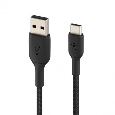 USB kabelis Belkin Boost Charge Braided USB-A to USB-C 1.0m juodas 1