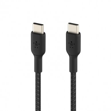 USB kabelis Belkin Boost Charge Braided USB-C to USB-C 1.0m juodas 1