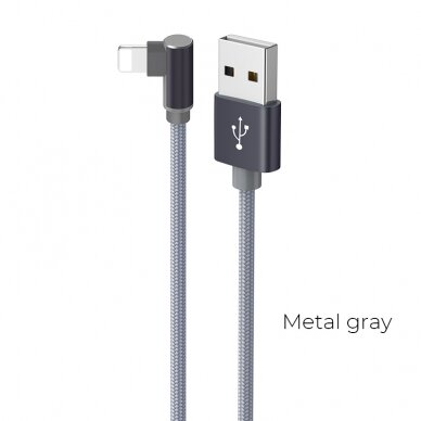 USB kabelis Borofone BX26 Lightning 1.0m metalinis pilkas