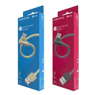 USB kabelis Borofone BX26 Type-C 1.0m metalinis pilkas 3