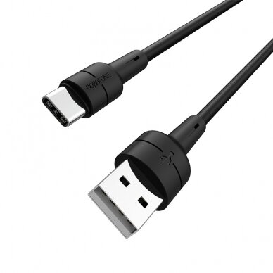 USB kabelis Borofone BX30 Type-C 1.0m silikoninis juodas