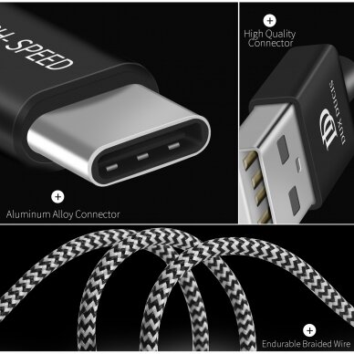 USB kabelis Dux Ducis K-ONE Type-C FastCharging 1.0m 4