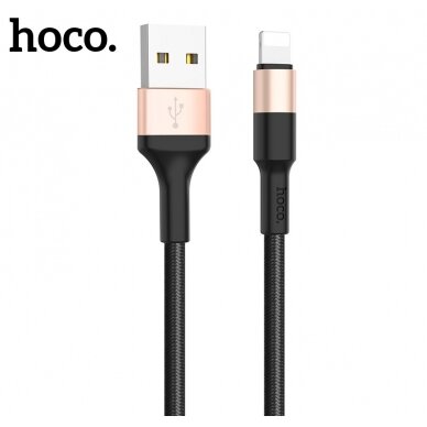 USB kabelis Hoco X26 Lightning 1.0m juodas-auksinis 1