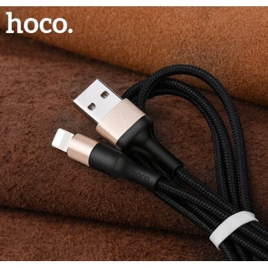 USB kabelis Hoco X26 Lightning 1.0m juodas-auksinis 3