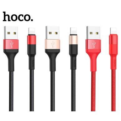USB kabelis Hoco X26 Lightning 1.0m juodas-auksinis 4