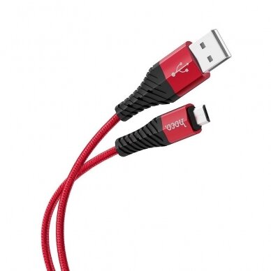 USB kabelis Hoco X38 FastCharging MicroUSB, raudonas-juodas 1.0m