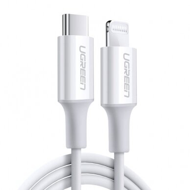 USB kabelis Ugreen US171 MFi USB-C to Lightning 3A 1.0m baltas